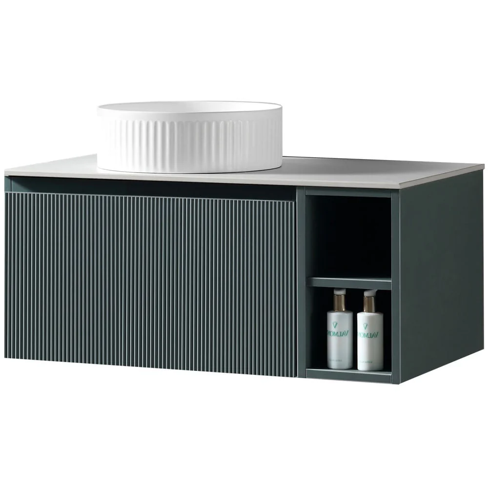 Astini Flauto 800mm Wall Hung Vanity W/ Side Storage & LH Counter Top - Image 11