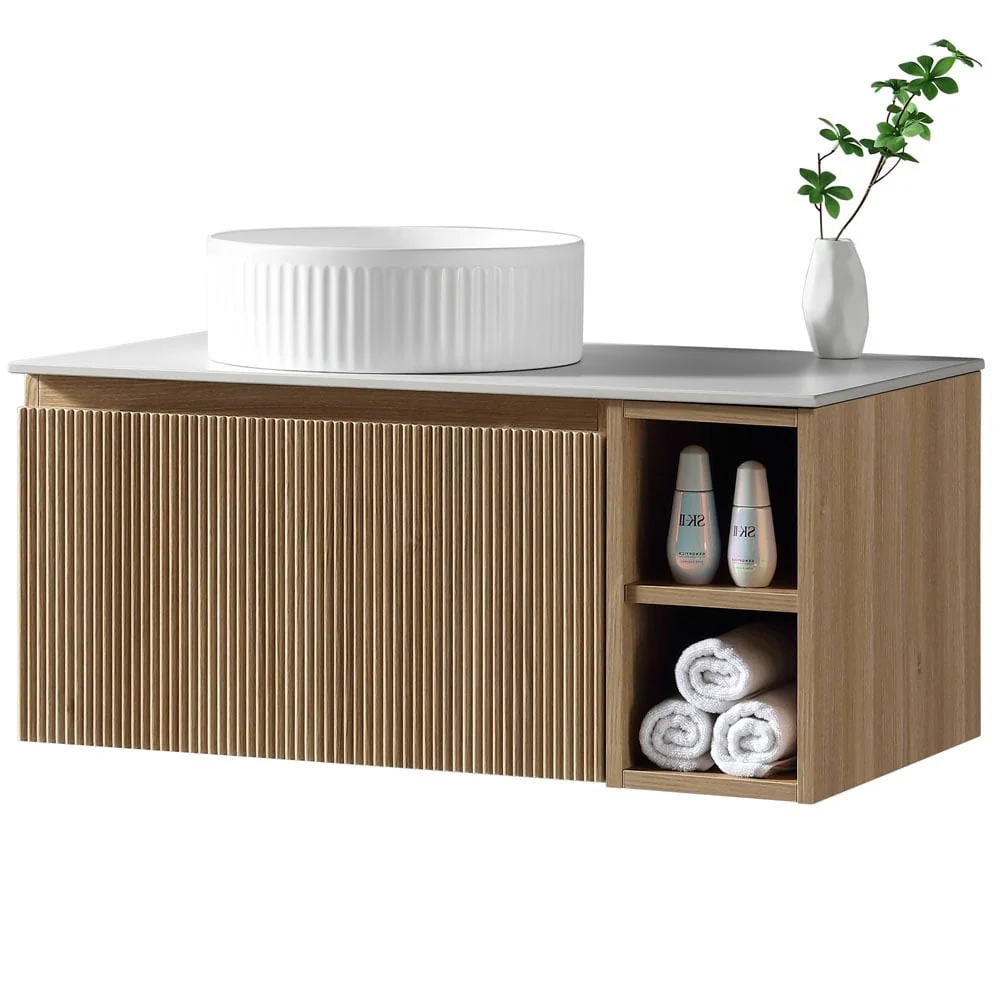 Astini Flauto 800mm Wall Hung Vanity W/ Side Storage & LH Counter Top - Image 7
