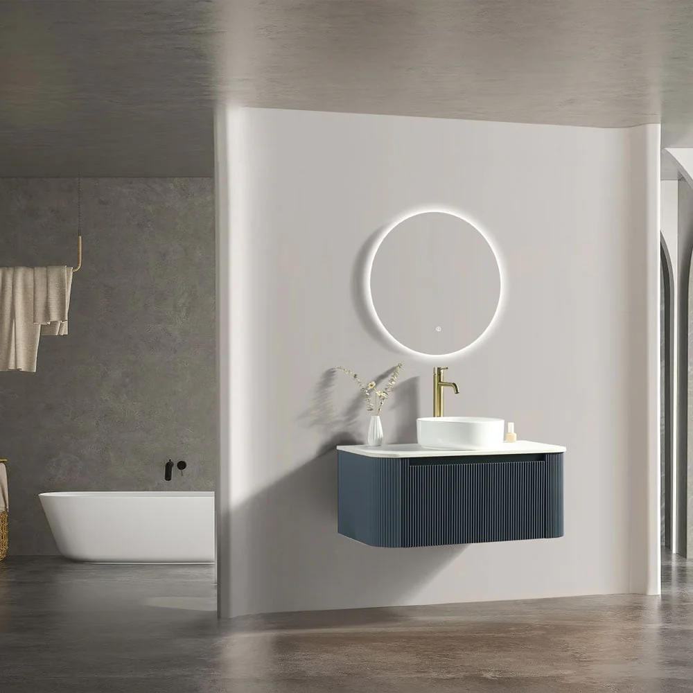 Astini Flauto 870 Curved Corner Wall Hung Vanity Unit & Sintered Stone Counter Top - Image 10