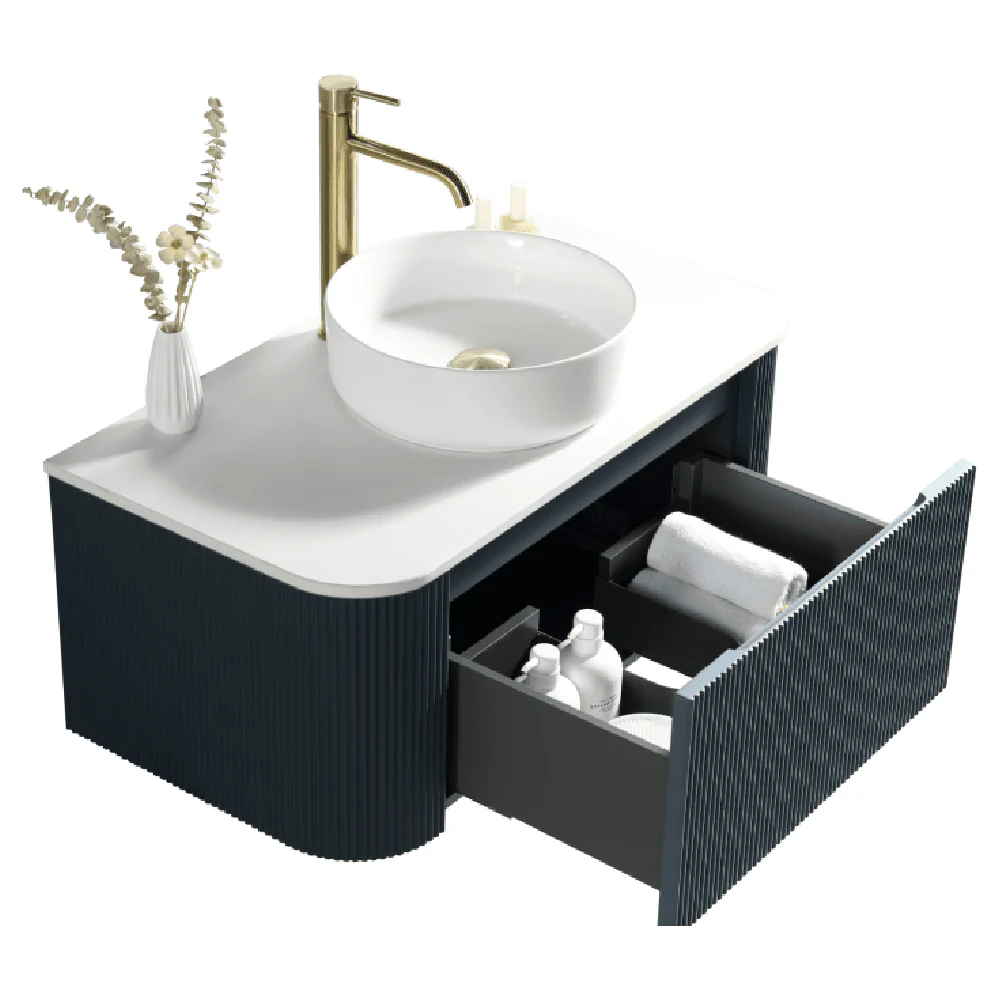 Astini Flauto 870 Curved Corner Wall Hung Vanity Unit & Sintered Stone Counter Top - Image 12