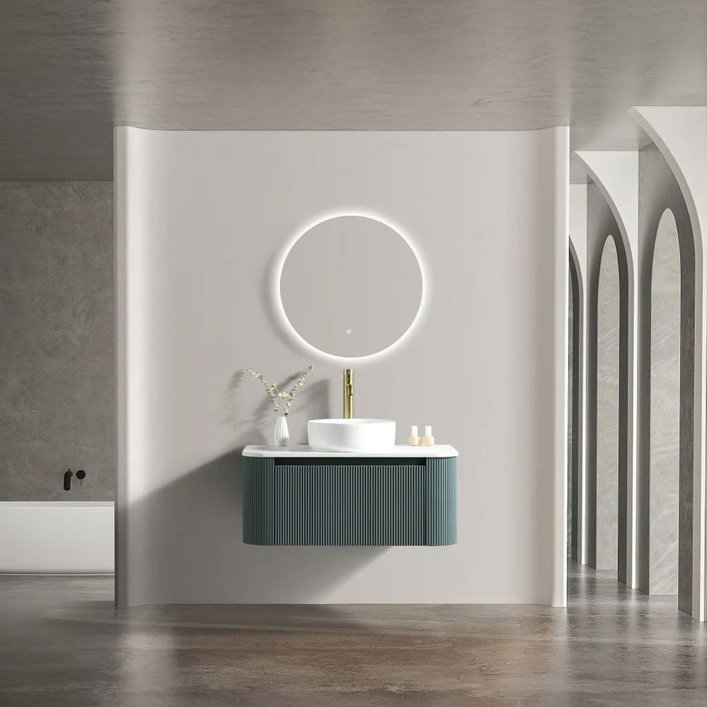 Astini Flauto 870 Curved Corner Wall Hung Vanity Unit & Sintered Stone Counter Top - Image 14