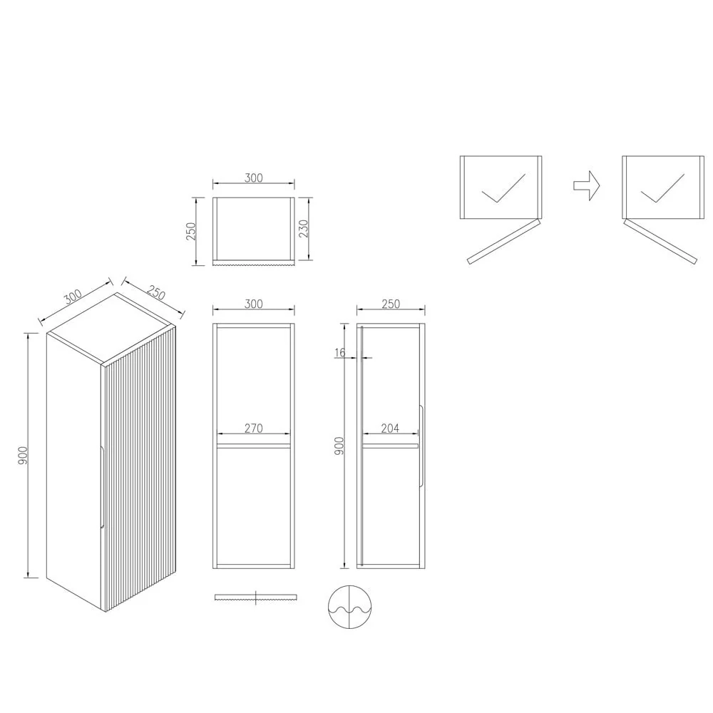 Astini Flauto 900mm Wall Mounted Tall Cabinet - Image 5