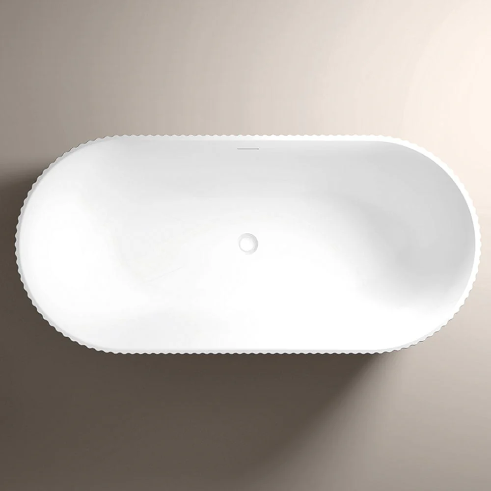 Astini Flauto Matte White Fluted Freestanding Bath Tub & Waste - Image 2