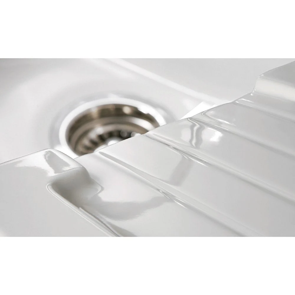 Astini Grooved Ceramic Gloss White Belfast Butler Kitchen Sink Worktop Drainer - Image 10