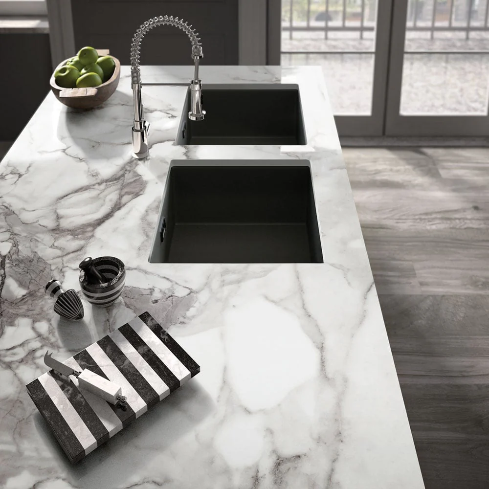 Astini Hampton 100 1.0 Bowl Matt Black Ceramic Undermount Kitchen Sink with Waste - Image 3