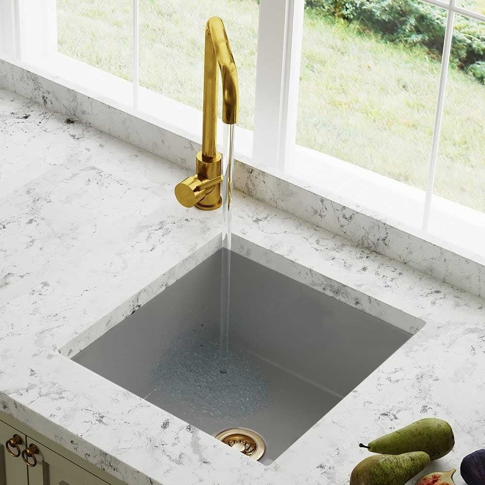 Astini Hampton 100 1.0 Bowl Matt Grey Ceramic Undermount Kitchen Sink with Waste - Image 4