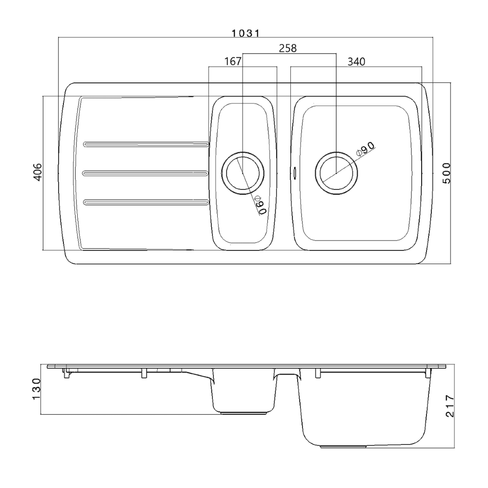 Astini Harrison 1.5 Bowl Composite Synthetic Kitchen Sink & Waste - Image 10