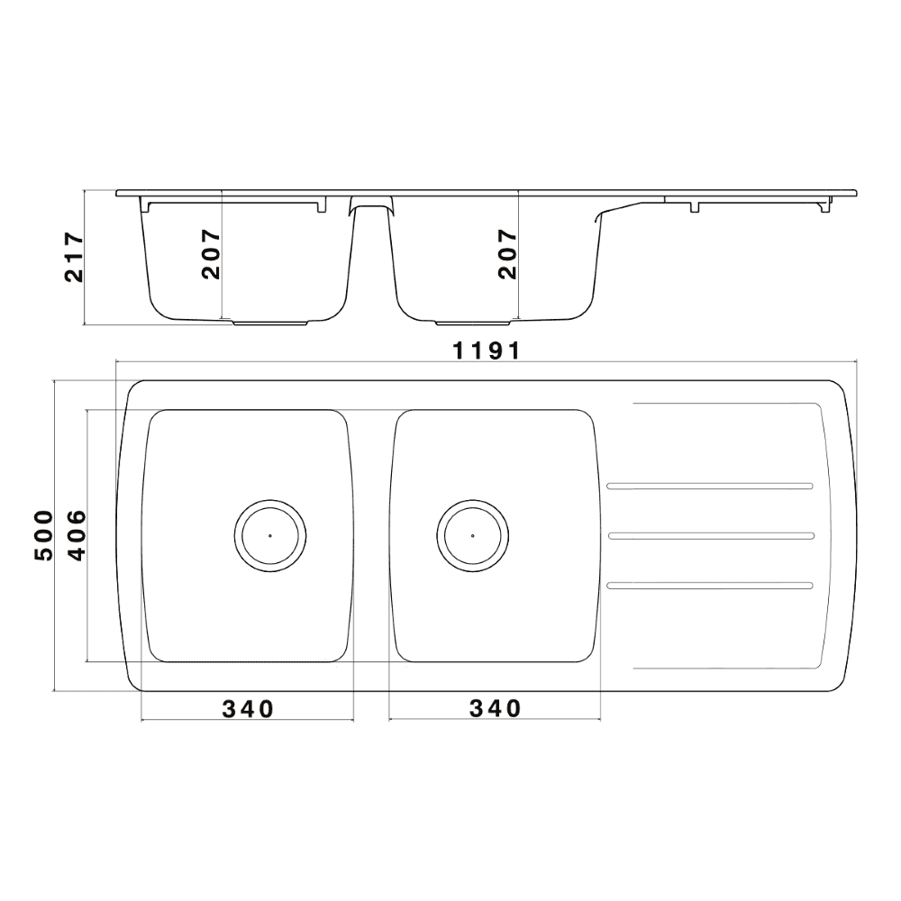 Astini Harrison 2.0 Bowl Grey Composite Synthetic Kitchen Sink & Waste - Image 4