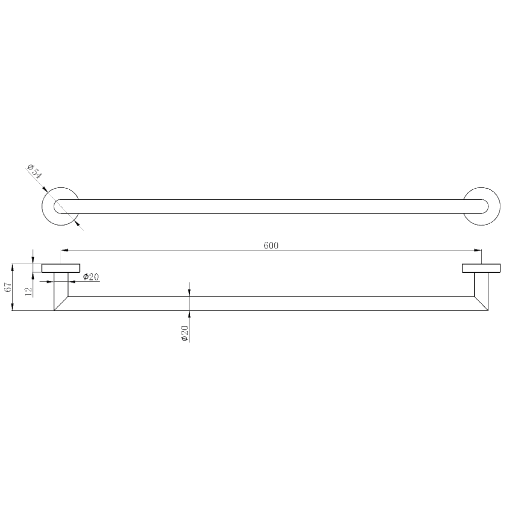 Astini Melbourne Chrome Round Single Towel Rail - Image 2