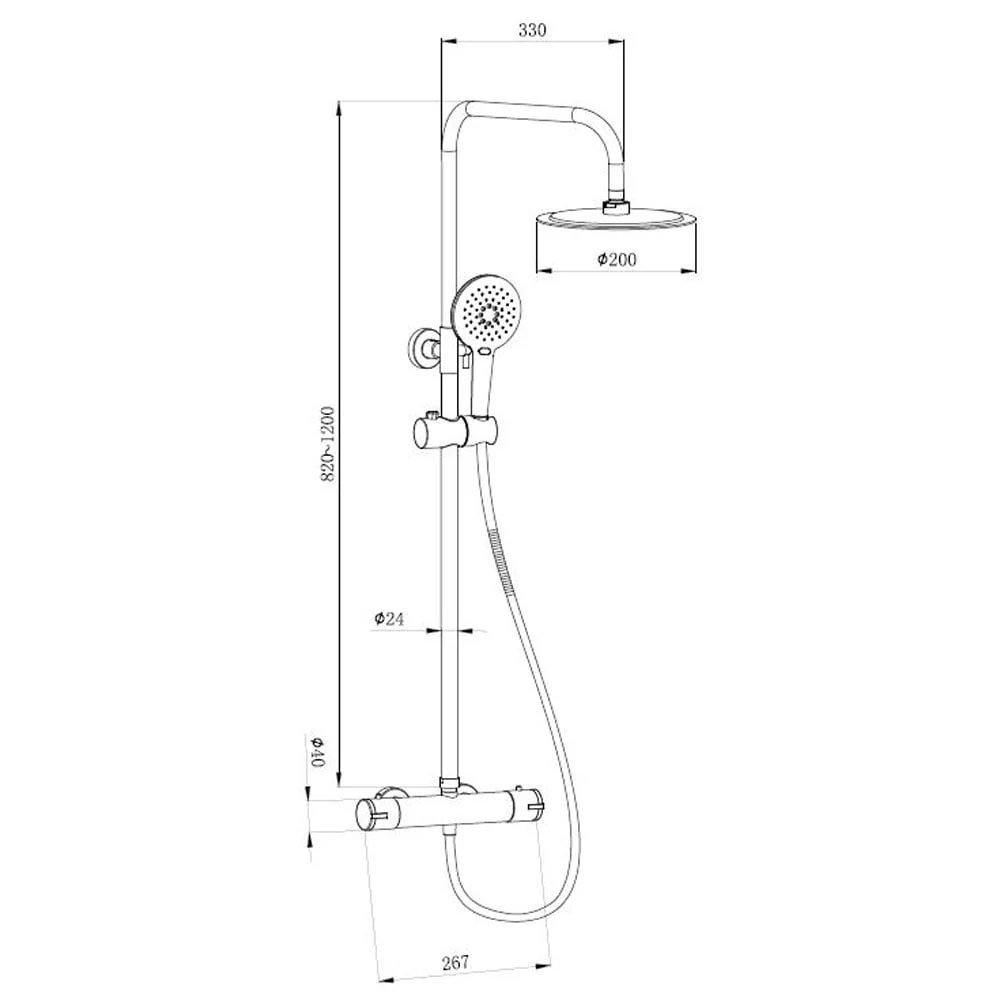 Astini Menai Bronze Premium Round Thermostatic Overhead Shower Kit - Image 2