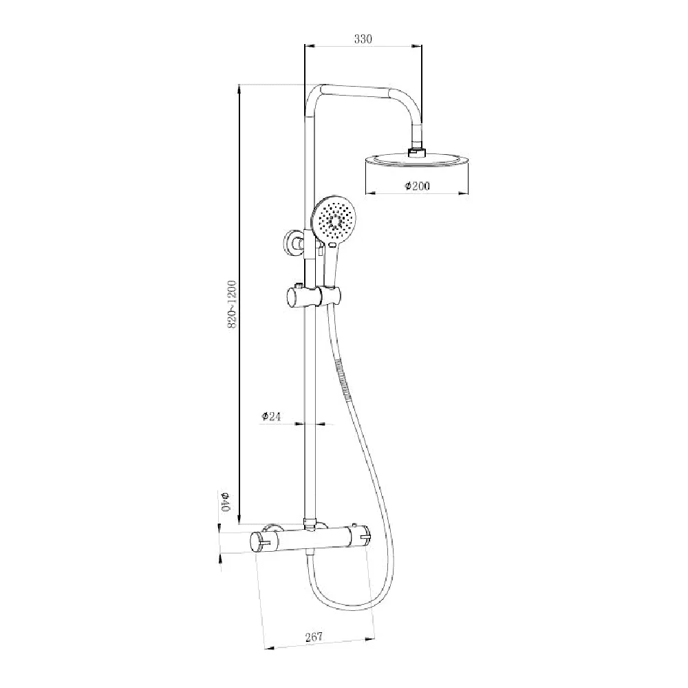 Astini Menai Brushed Brass Round Thermostatic Overhead Shower Kit - Image 2