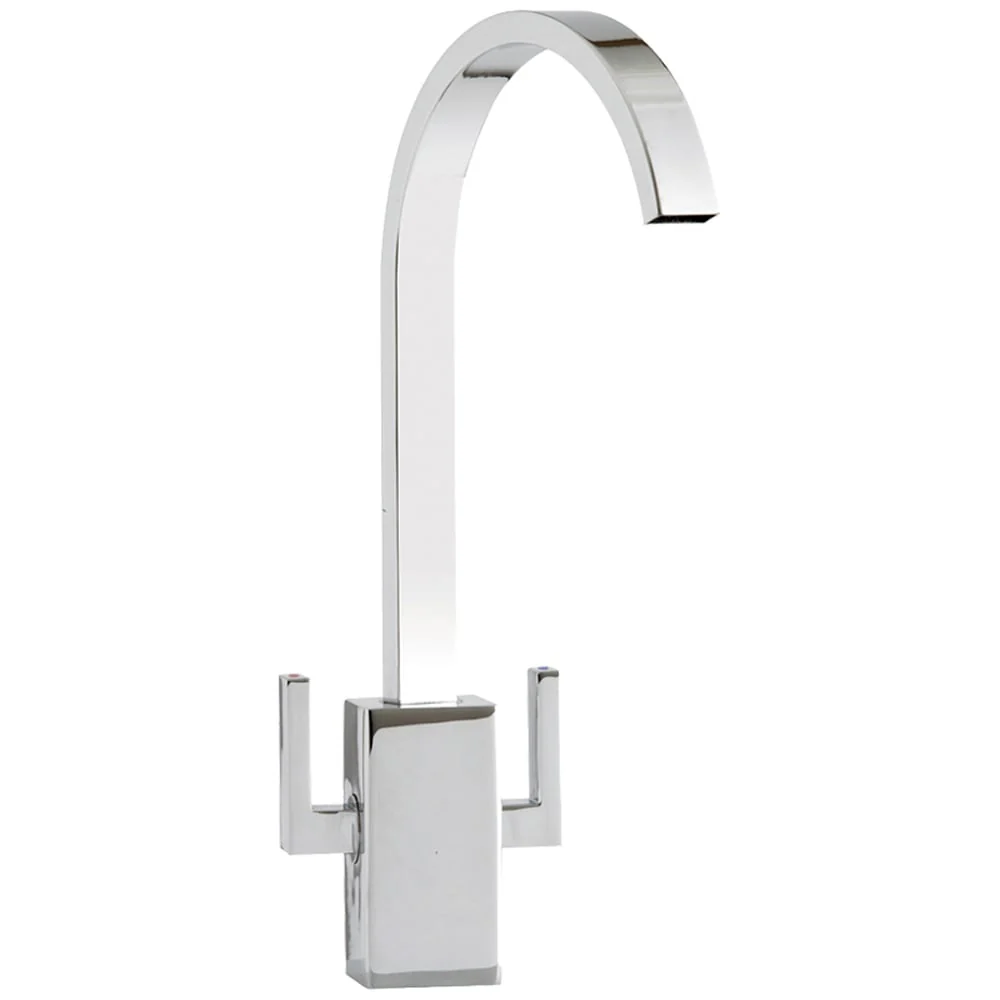 Astini Metropolitan Chrome Twin Lever Kitchen Sink Mixer Tap HK49 - Image 2