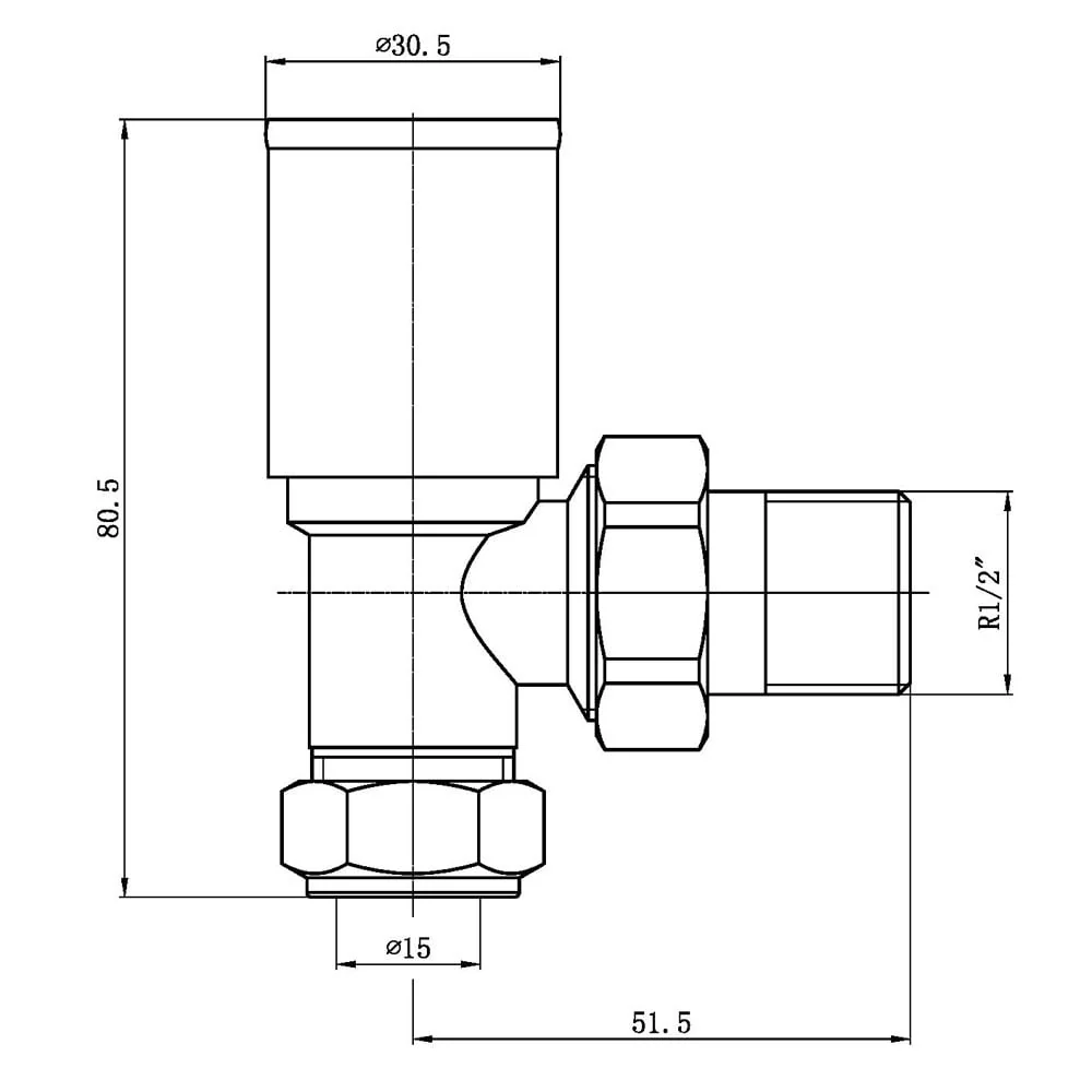 Astini Modern Anthracite Angled Towel Rail Valves TIS0166 - Image 2