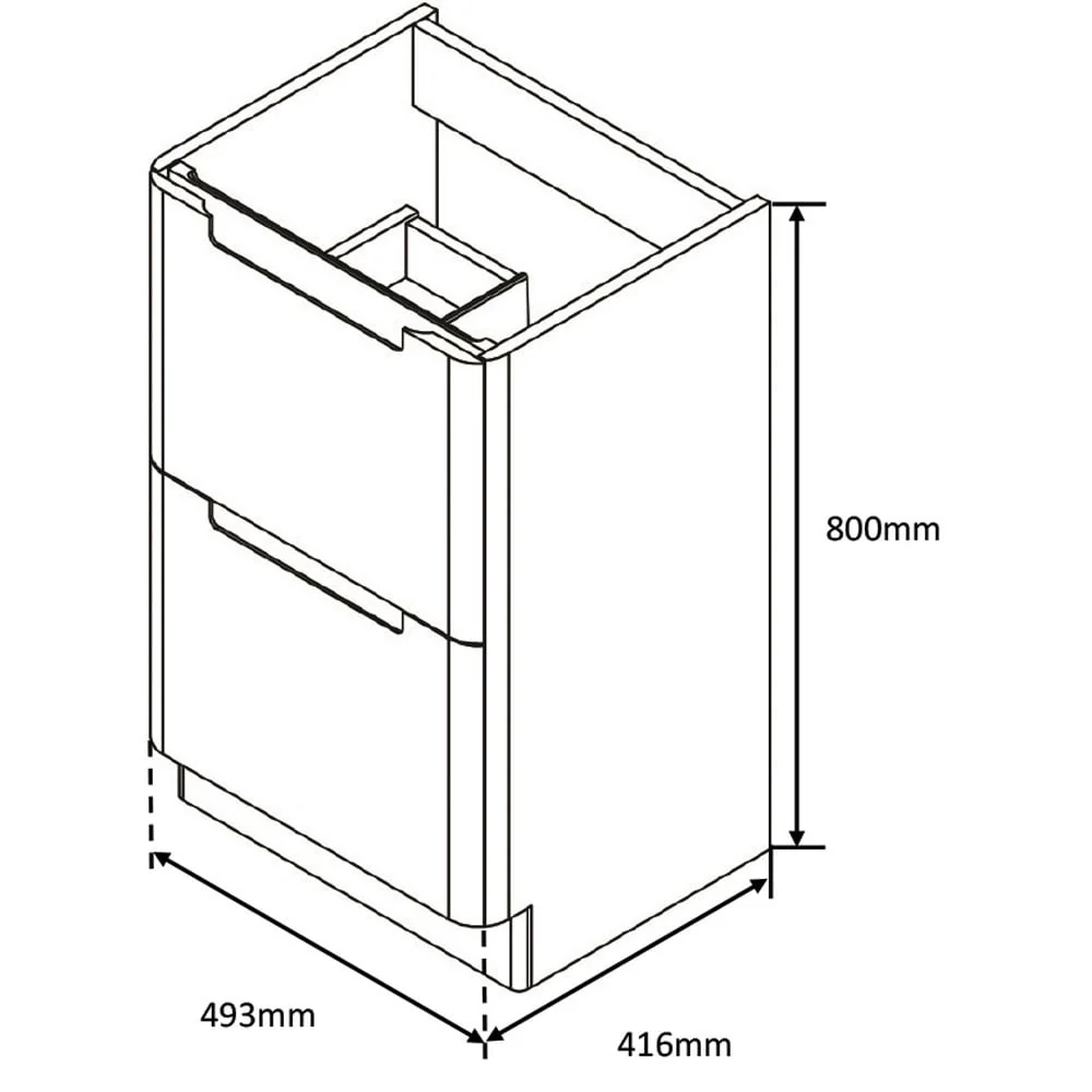 Astini Monza 500mm Country Oak Floor Standing Vanity Unit & Basin - Image 6