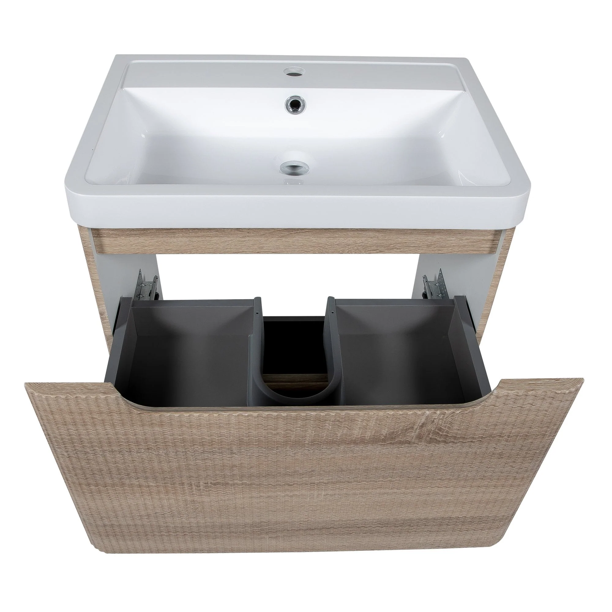 Astini Monza 600mm Fluted Country Oak Floor Standing Vanity Unit - Image 2