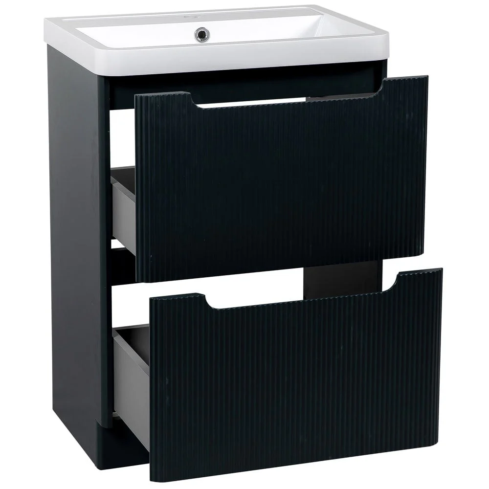Astini Monza 600mm Fluted Shadow Grey Floor Standing Vanity Unit & Basin - Image 3