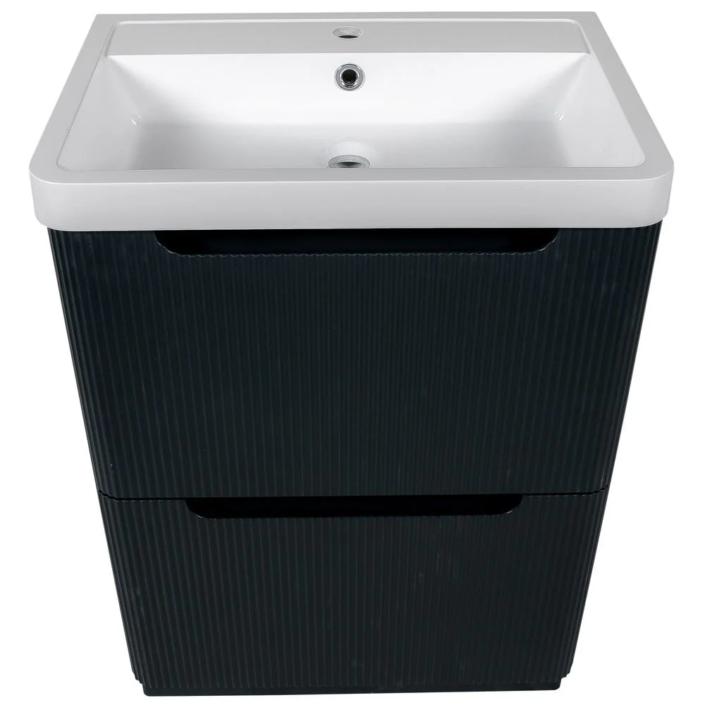 Astini Monza 600mm Fluted Shadow Grey Floor Standing Vanity Unit & Basin - Image 4