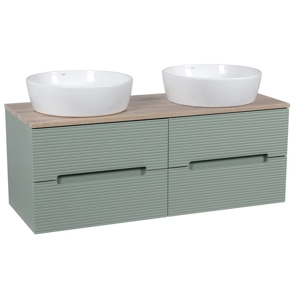 Astini Monza Plus 1200mm Aloe Green Fluted Wall Hung Double Vanity With Counter Top - Image 2