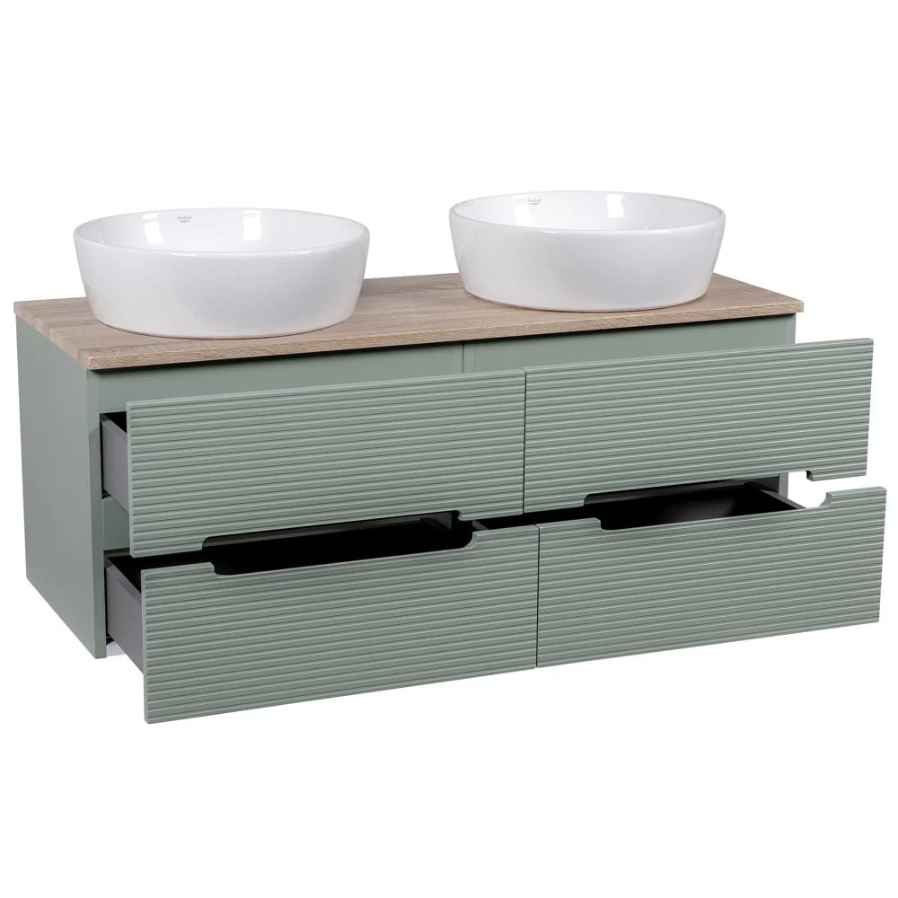 Astini Monza Plus 1200mm Aloe Green Fluted Wall Hung Double Vanity With Counter Top - Image 3