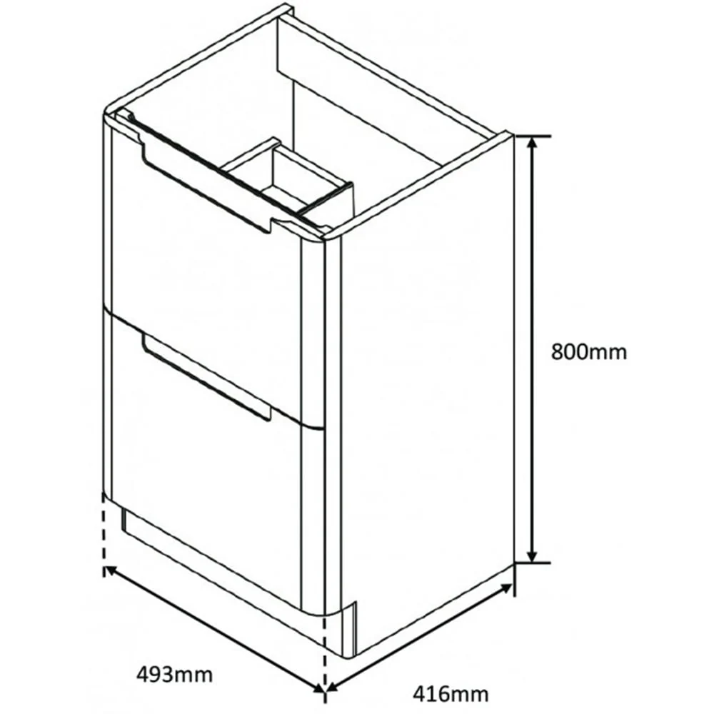 Astini Monza Tailored Grey Floor Standing 500mm Vanity & Basin - Image 2