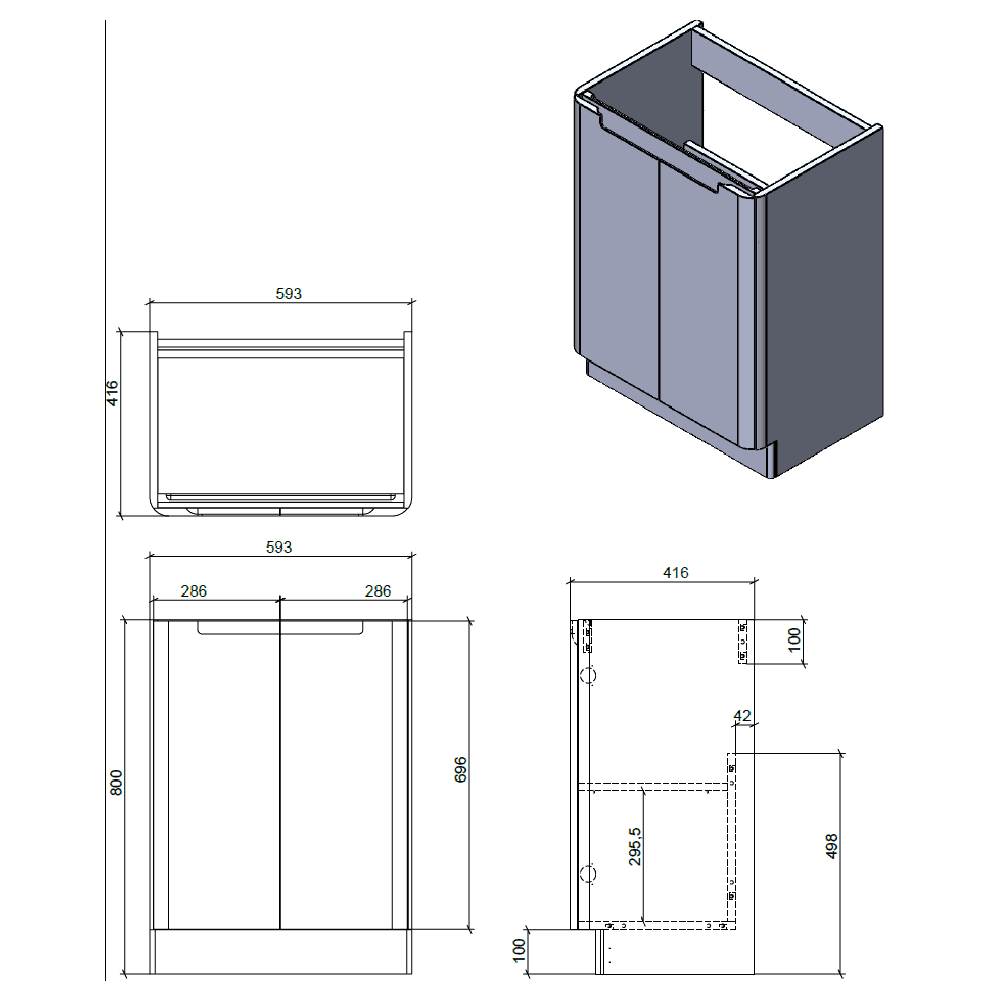 Astini Monza White 2-Door Floor Standing Vanity Unit & Basin - Image 2