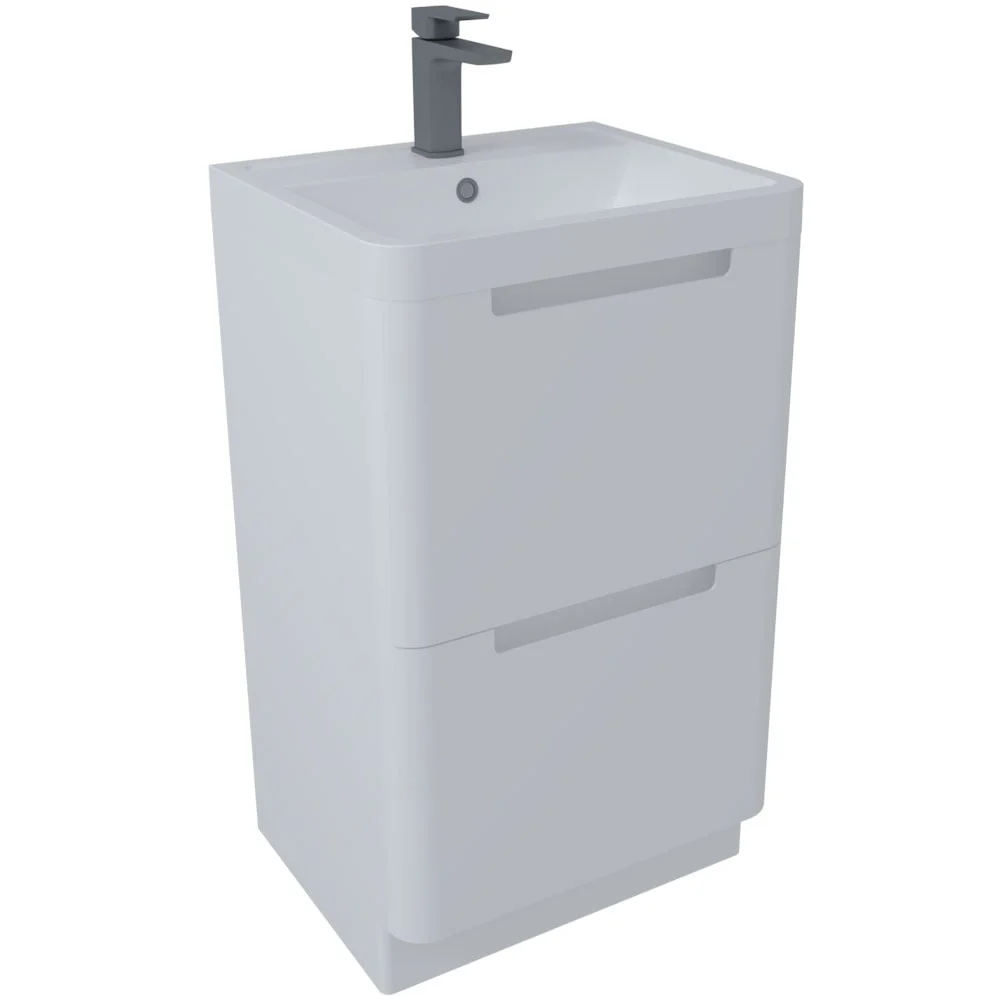 Astini Monza White Gloss Floor Standing 500mm Vanity & Basin