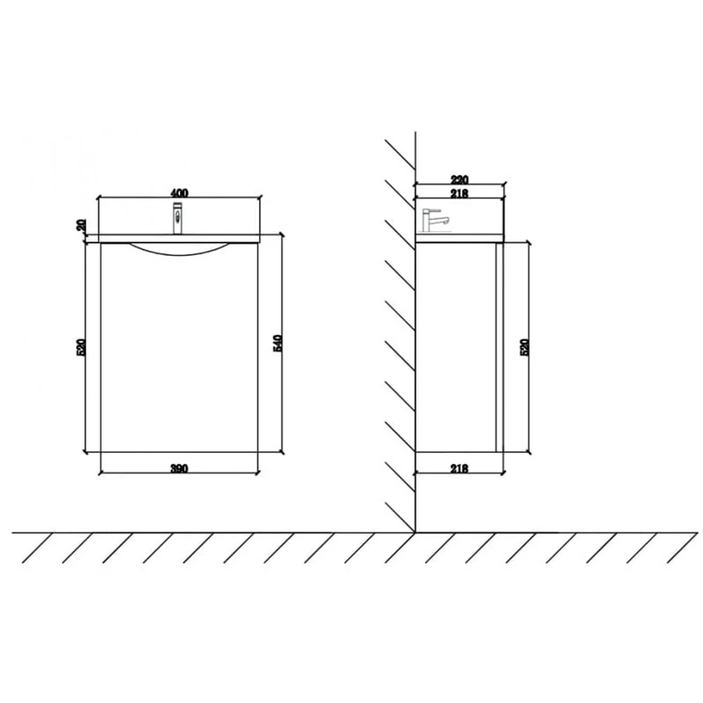 Astini Naples Smile White Wall Hung Cloakroom 400mm Vanity & Basin - Image 2