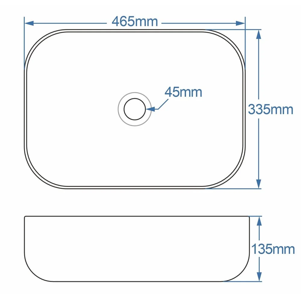 Astini Orca 465x335 Black/White Curved Countertop Basin - Image 2