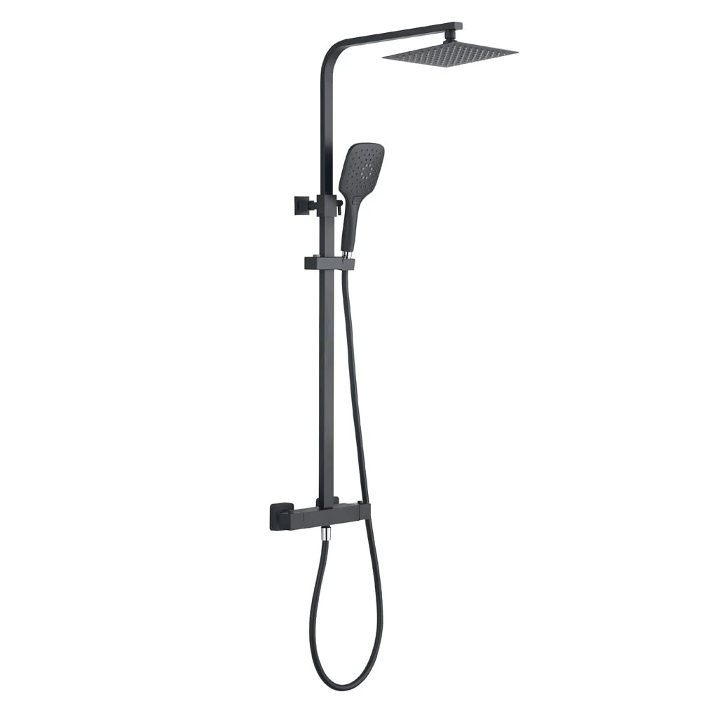 Astini Orca Black Premium Square Shower Kit & Head