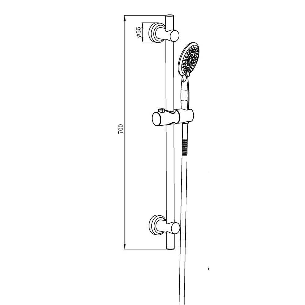 Astini Orca Black Retro Fit Adjustable Riser Shower Slide Rail Kit - Image 2