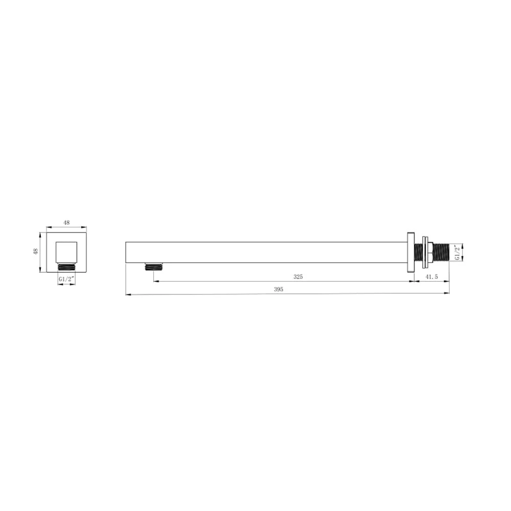 Astini Orca Black Square Wall Shower Arm 345mm - Image 2