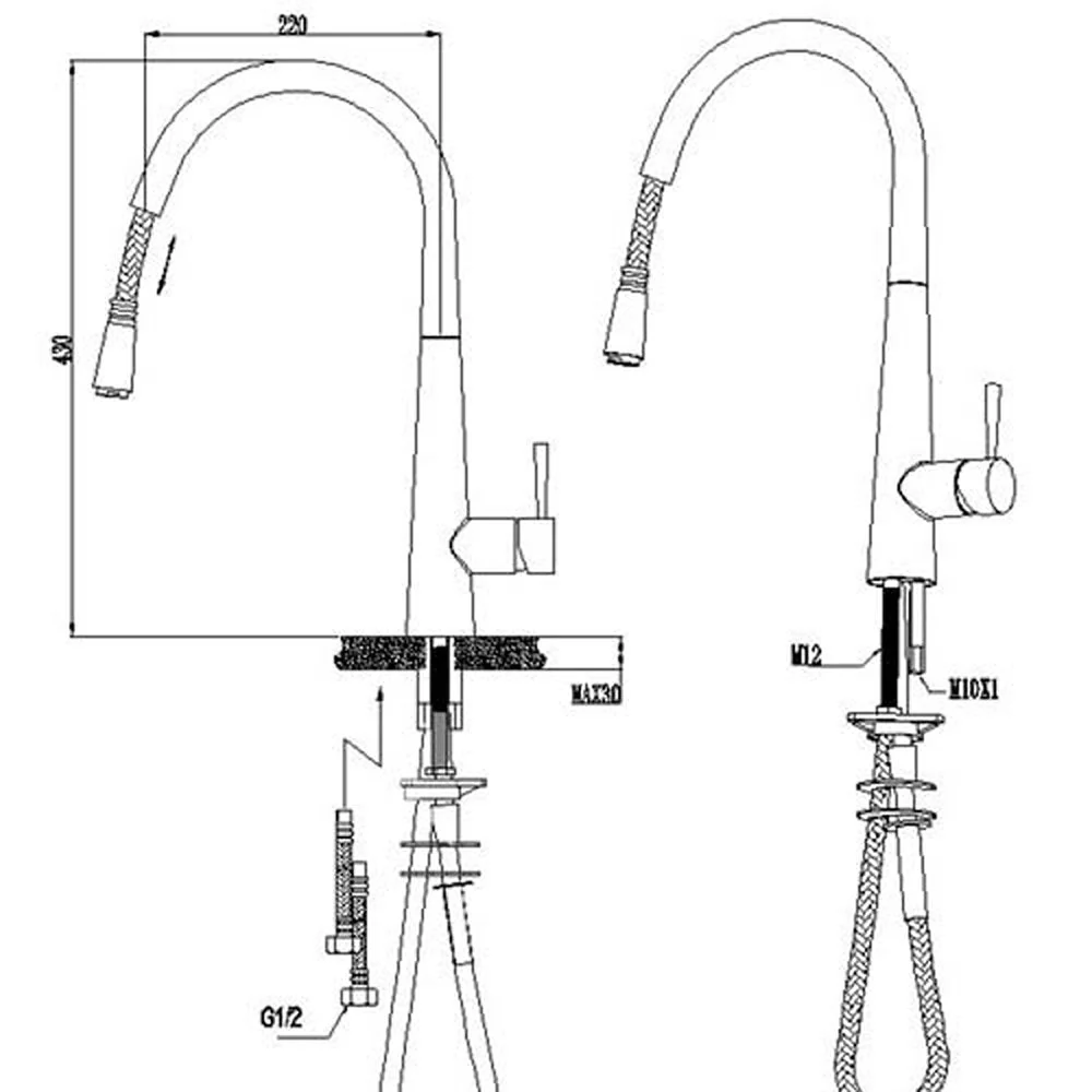 Astini Palazzo LED Light Pullout Rinser Kitchen Sink Tap Mixer HK Series - Image 7