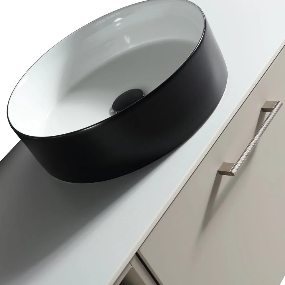 Astini Piatta 1000mm Soft Coffee Wall Hung 2 Side Storage Vanity Unit With Counter Top - Image 4