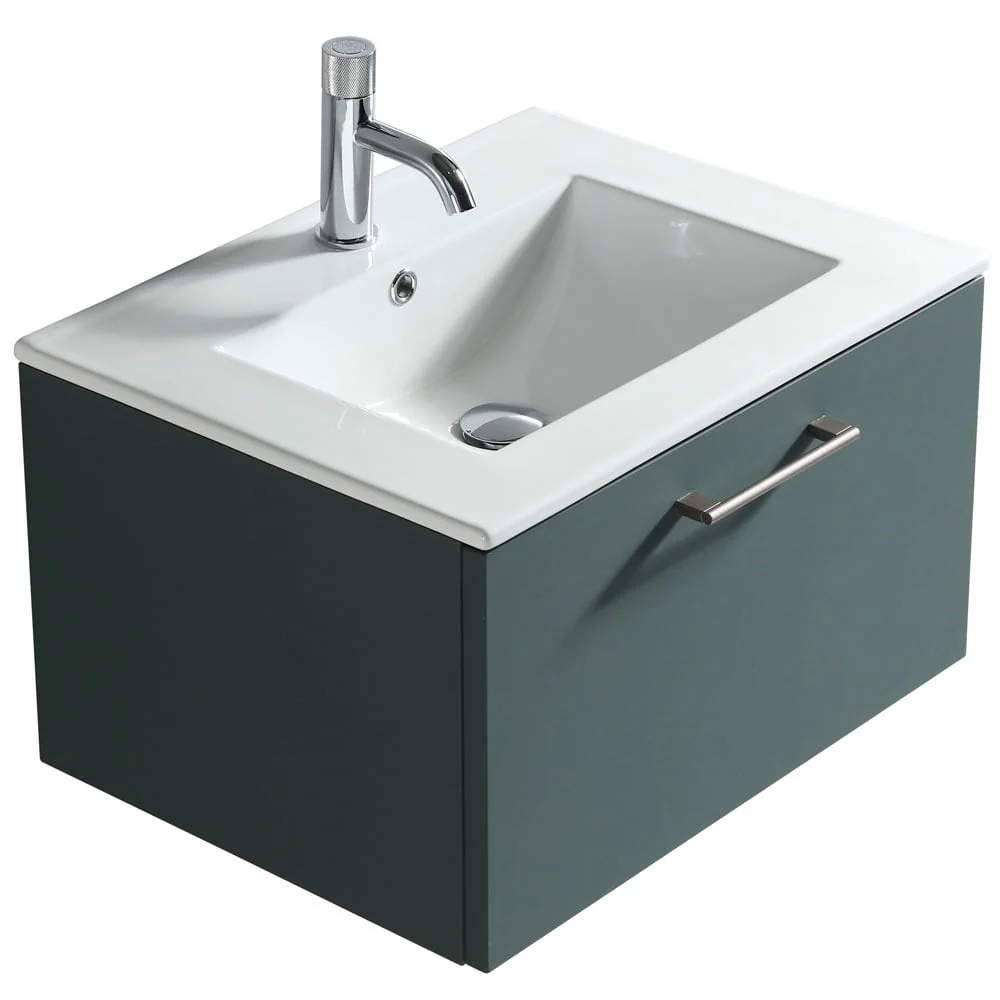 Astini Piatta 600mm Smoked Sage Wall Hung Vanity Unit & Basin - Image 3