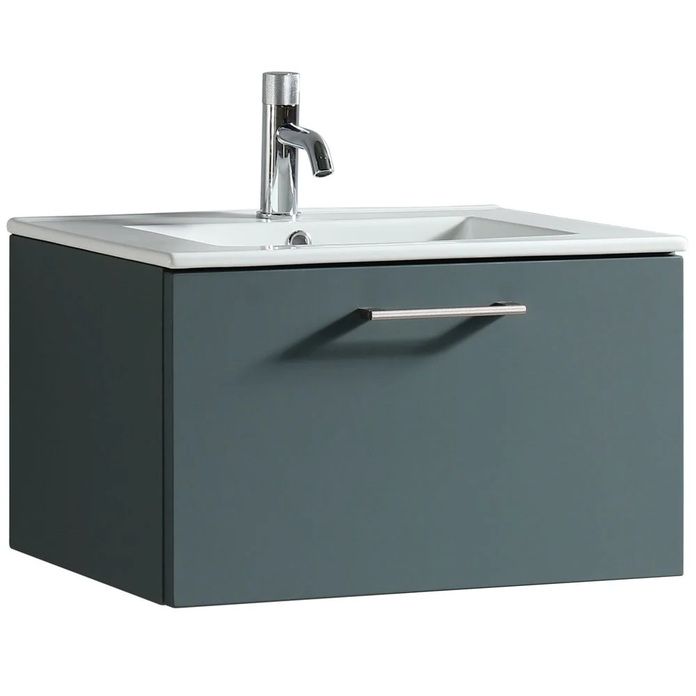 Astini Piatta 600mm Smoked Sage Wall Hung Vanity Unit & Basin - Image 5