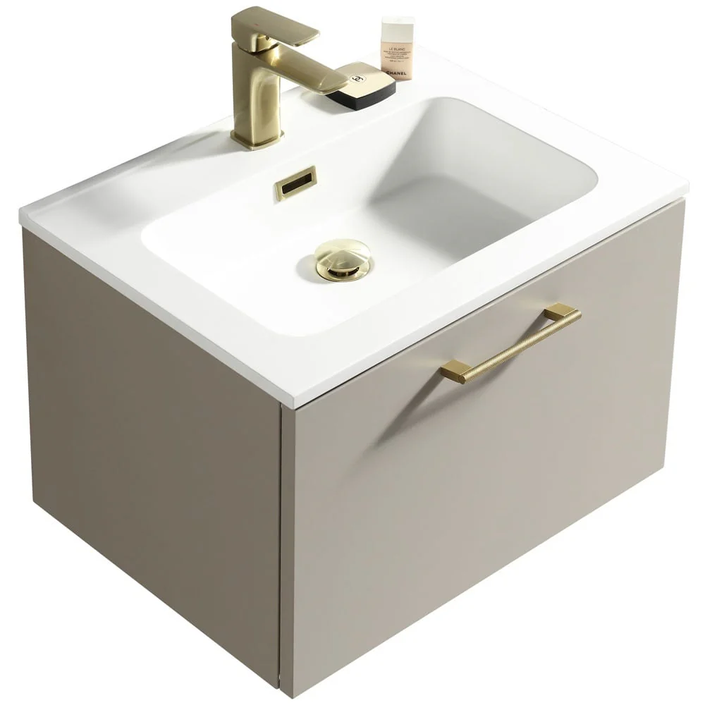 Astini Piatta 600mm Soft Coffee Wall Hung Vanity Unit & Basin - Image 2