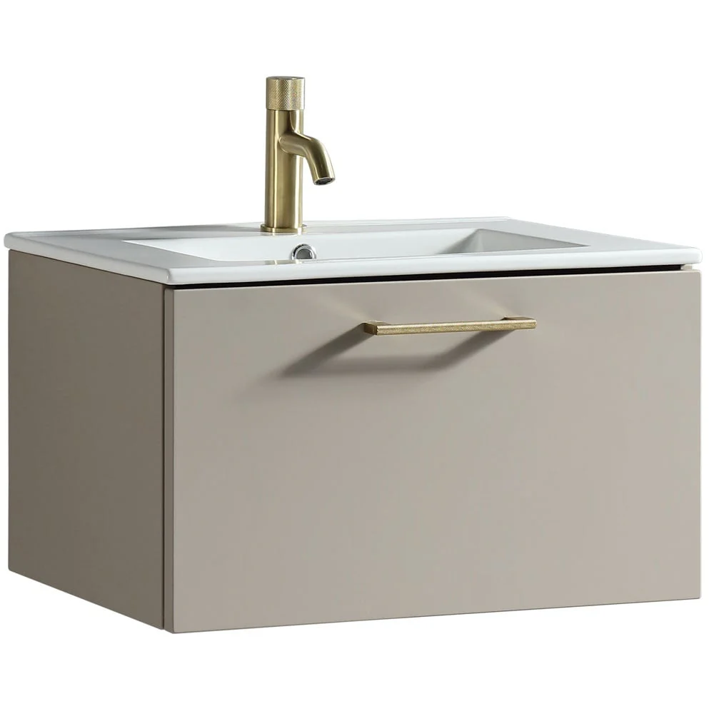 Astini Piatta 600mm Soft Coffee Wall Hung Vanity Unit & Basin - Image 3