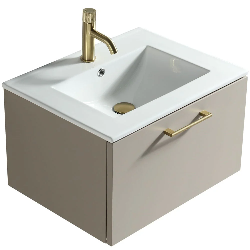 Astini Piatta 600mm Soft Coffee Wall Hung Vanity Unit & Basin - Image 4
