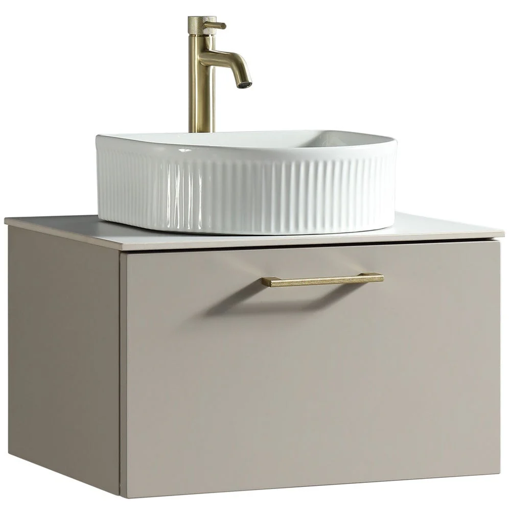 Astini Piatta 600mm Soft Coffee Wall Hung Vanity Unit With Counter Top - Image 2