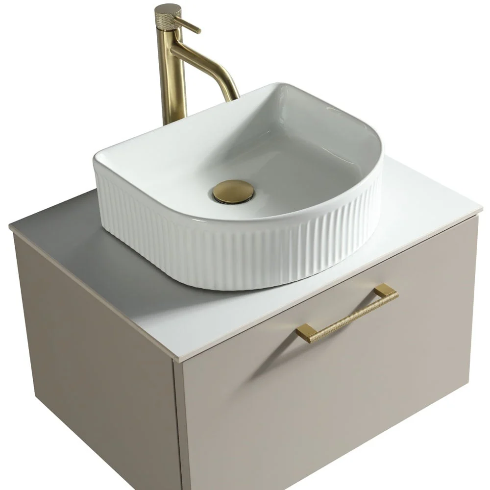 Astini Piatta 600mm Soft Coffee Wall Hung Vanity Unit With Counter Top - Image 4