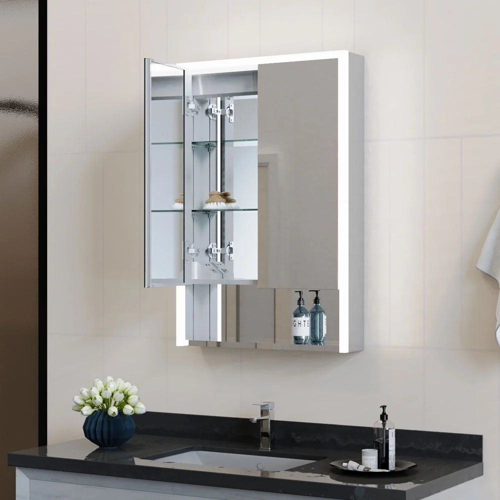 Astini Poppy Double Door White 150mm LED Mirror Cabinet - Image 2