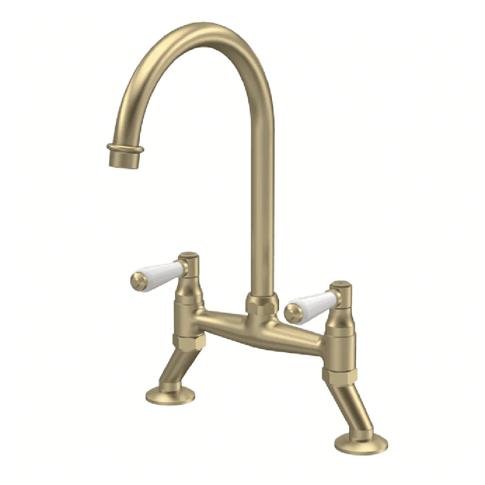Astini Provencale Traditional Twin Lever Bridge Kitchen Mixer Tap with Ceramic Handles - Image 6