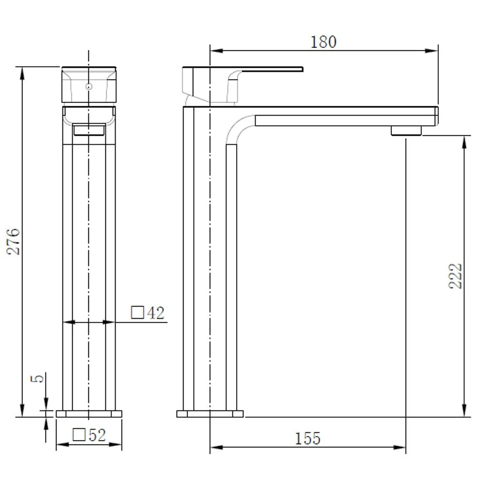 Astini Quadrado Chrome Square Tall Basin Mixer Tap & Waste - Image 2