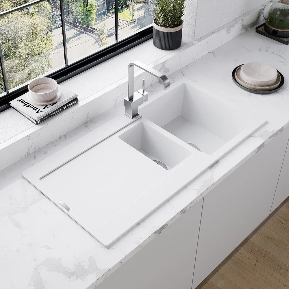 Astini Quadro 1.5 Bowl Granite Kitchen Sink & Cosmo 5E Tap Set
