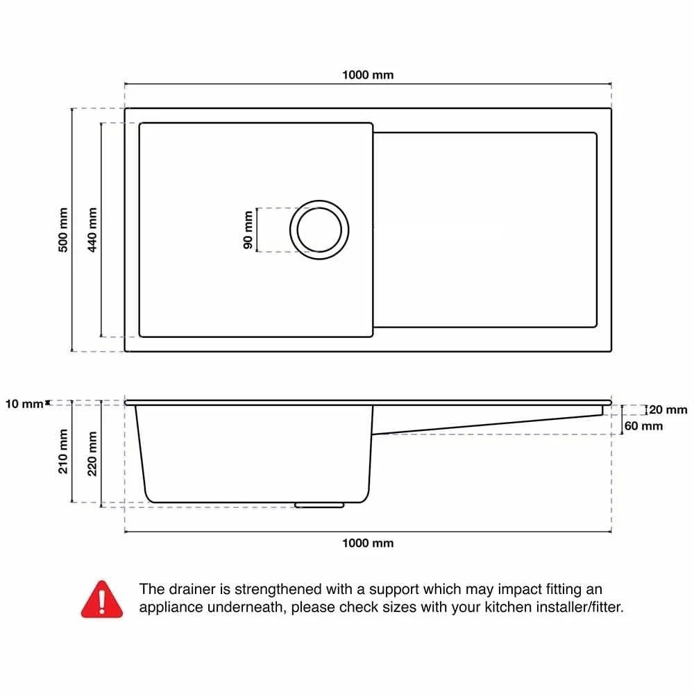Astini Quadro XL 1.0 Bowl Granite Kitchen Sink & Cosmo 5E Tap Set - Image 8