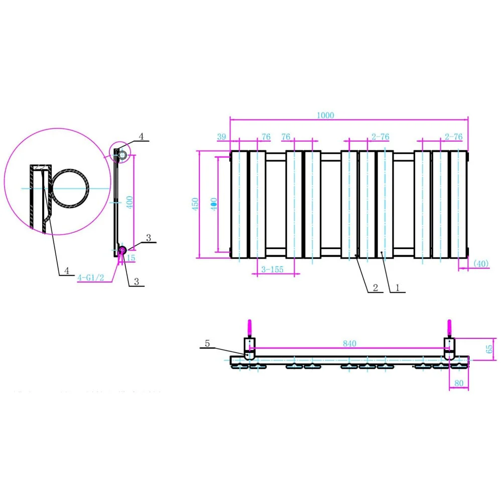 Astini Queenstown 1000x450mm Chrome 300W Designer Heated Towel Rail TIS2072 - Image 3