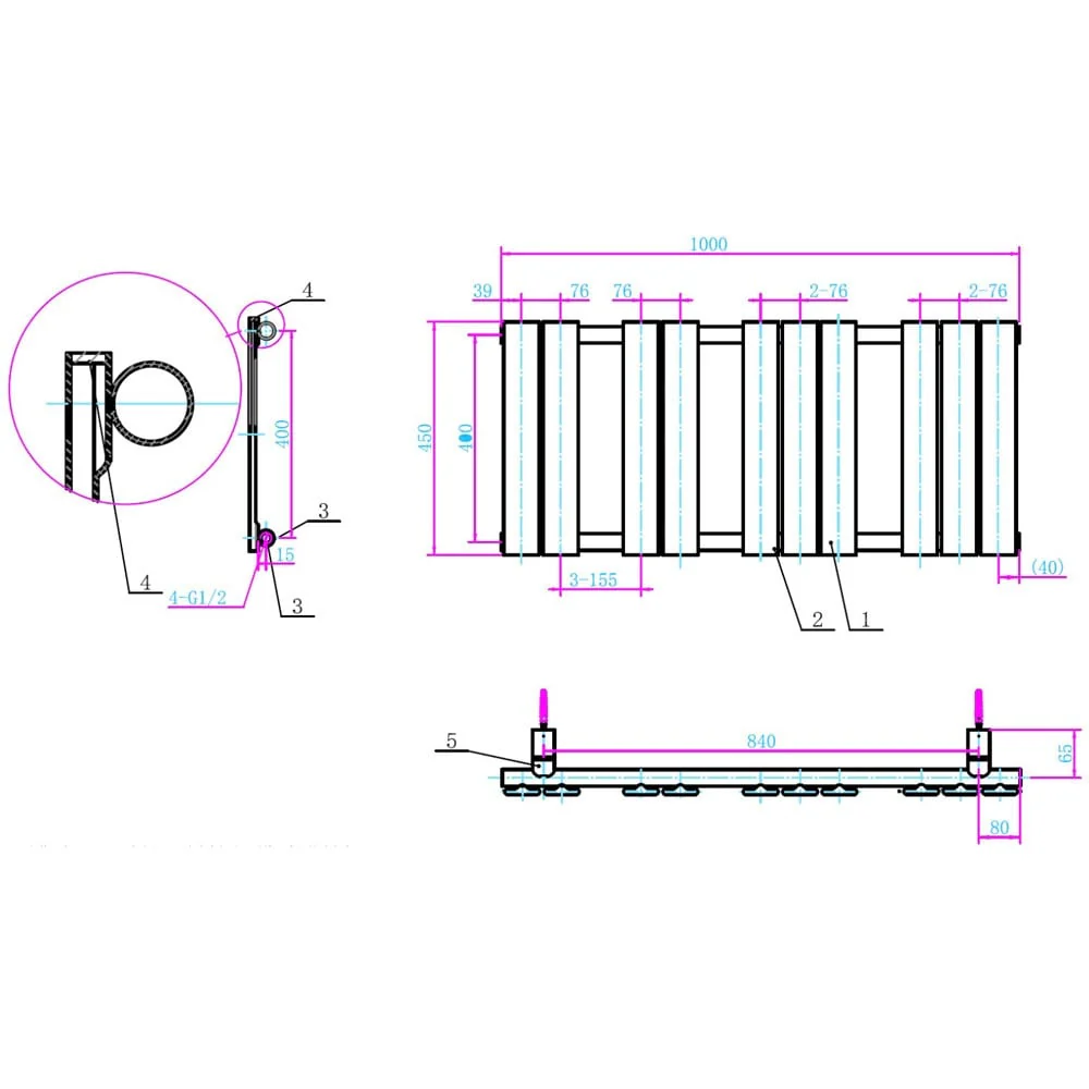 Astini Queenstown 1000x450mm White 300W Designer Heated Towel Rail TIS2081 - Image 2