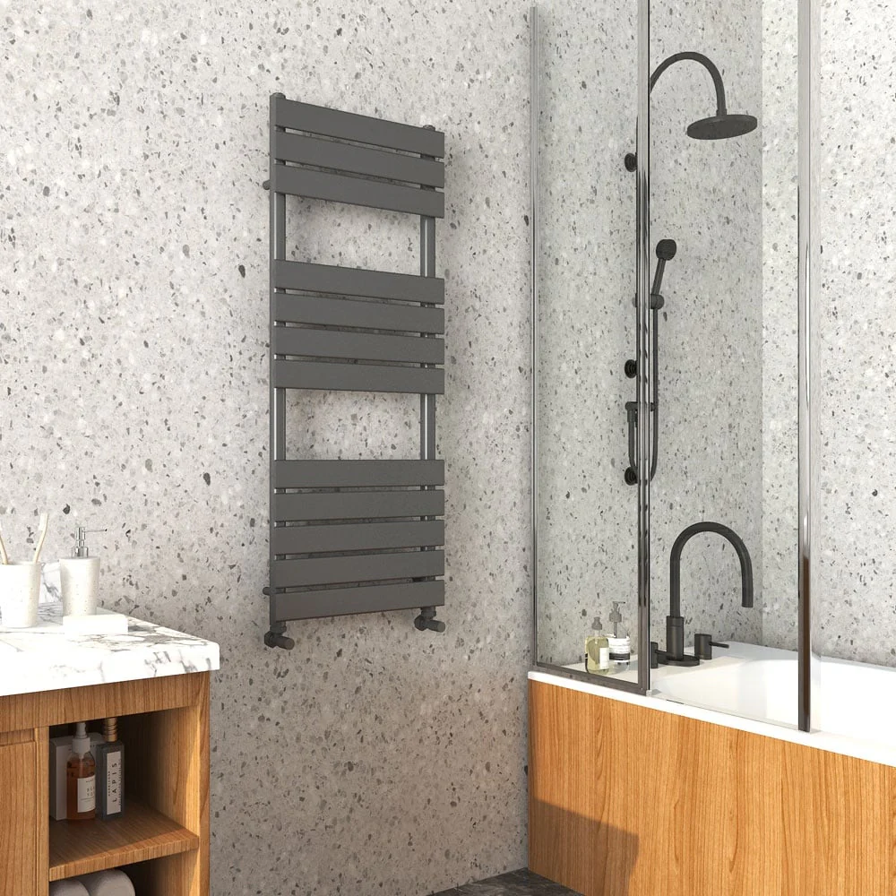 Astini Queenstown 1200x450mm Gun Metal 600W Designer Heated Towel Rail TIS2146 - Image 2