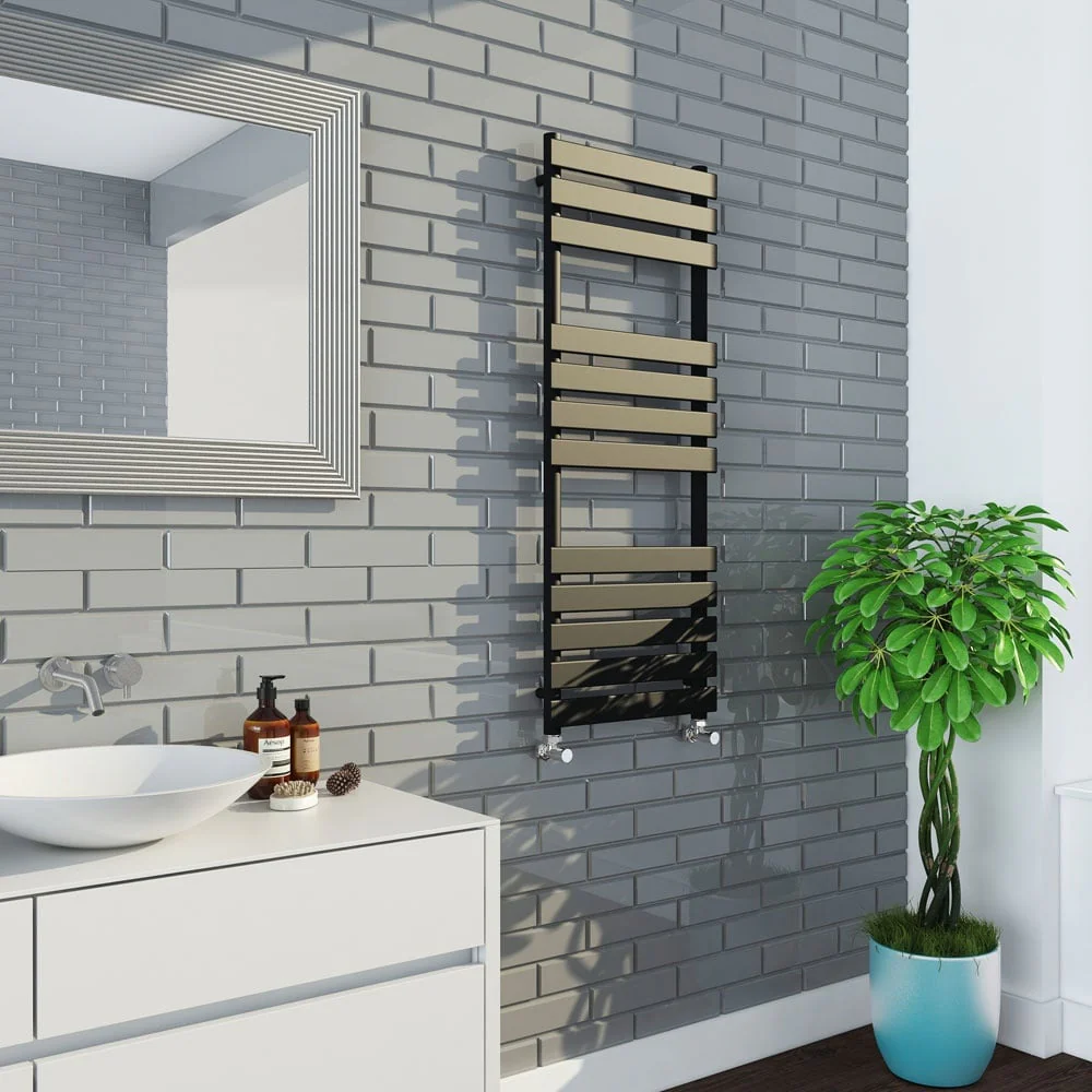 Astini Queenstown 1200x450mm Orca Black 600W Designer Radiator Heated Towel Rail TIS2133 - Image 2