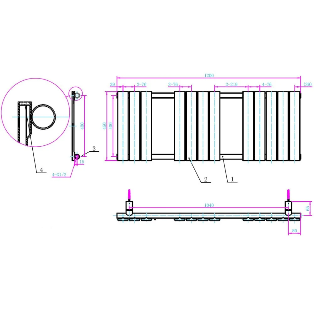 Astini Queenstown 1200x450mm White 600W Designer Heated Towel Rail TIS2082 - Image 2
